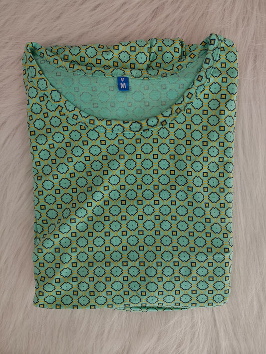 SEA-GREEN HEXA PRINT | NORMAL