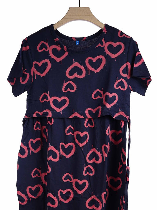 BLUSH HEART ON NAVY | NORMAL