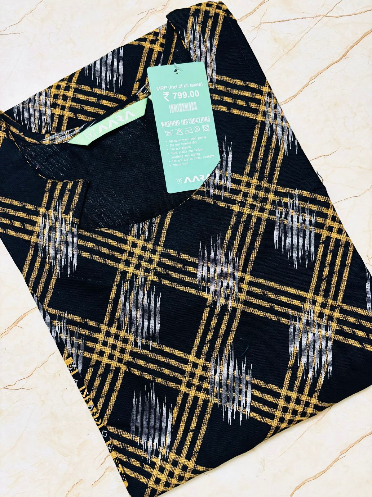 BLACK YELLOW CHECKED | KURTI