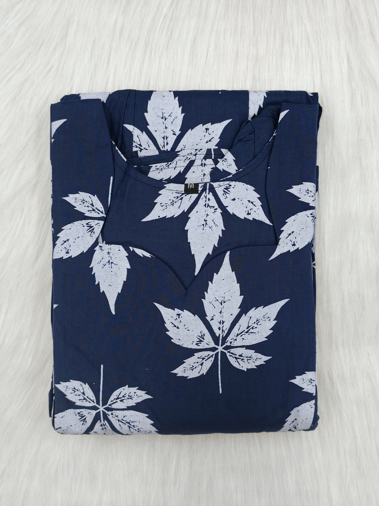 NAVY WHITE LEAF | ZIPPER