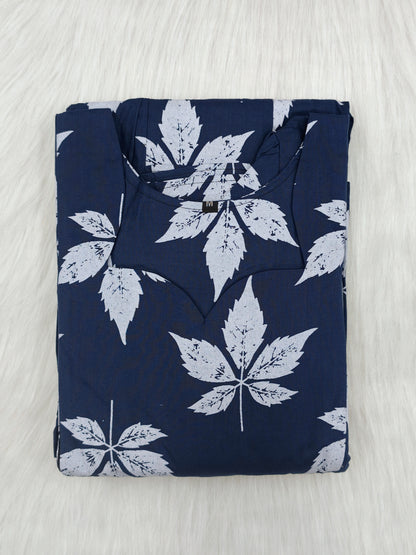 NAVY WHITE LEAF | ZIPPER