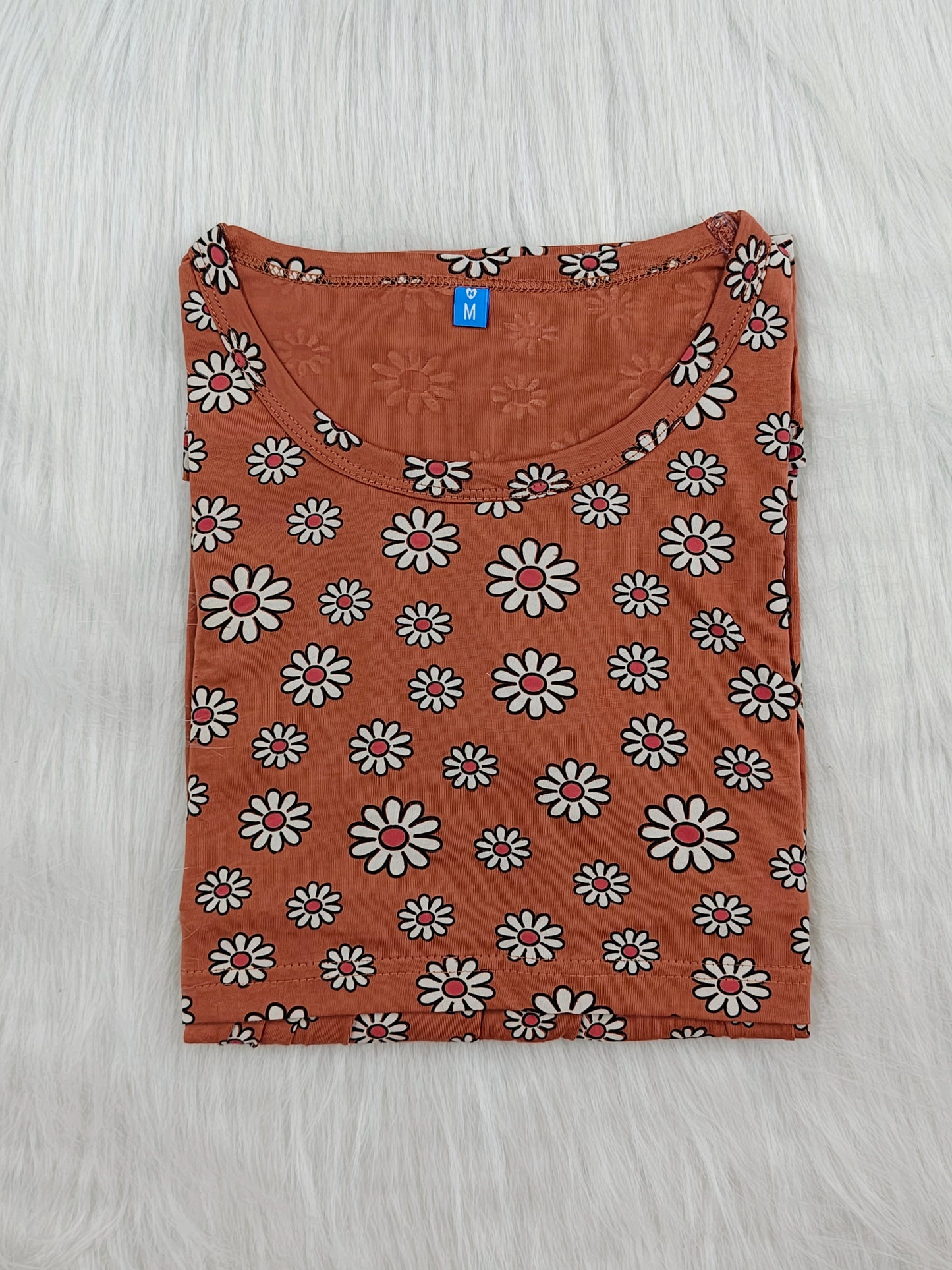 PEACH WHITE DAISY | PEPLUM TOP