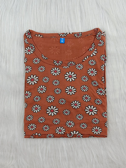 PEACH WHITE DAISY | PEPLUM TOP