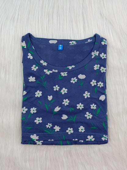 SLATE BLUE DAISY | PEPLUM TOP