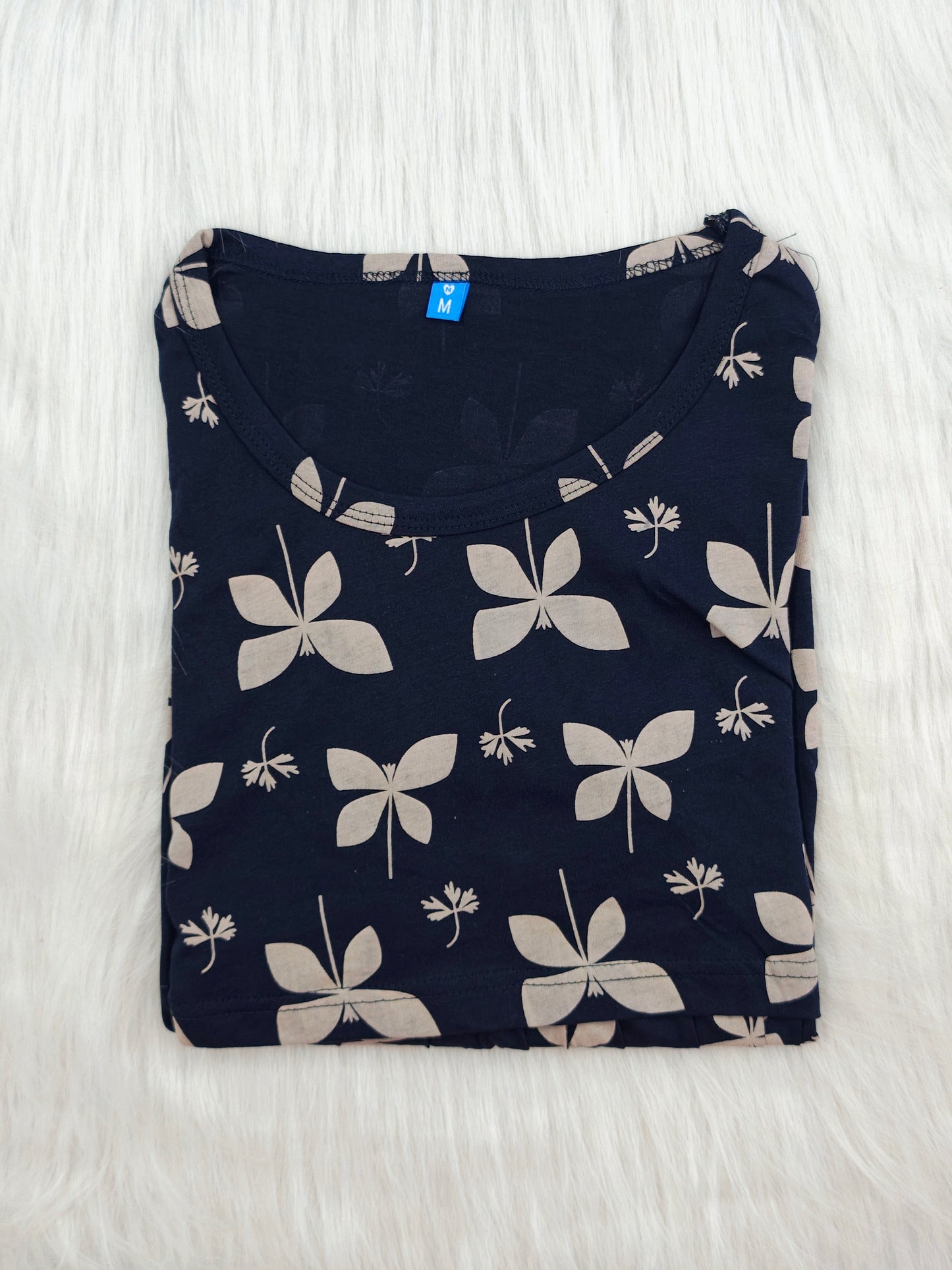 NAVY BUTTER |  PEPLUM TOP