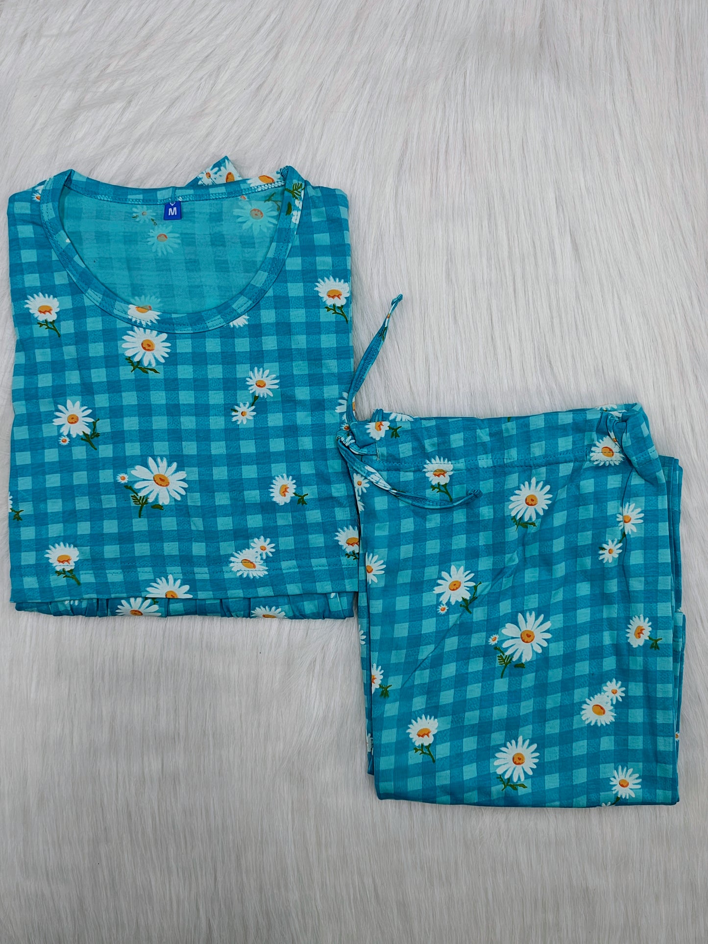 AQUA DAISY CHECKS | PEPLUM