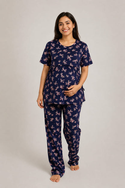 NAVY PINK FLORA | PEPLUM