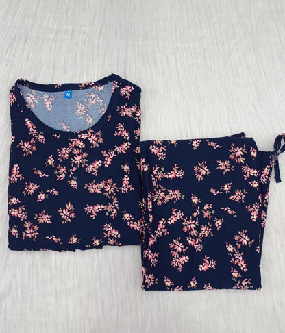 NAVY PINK FLORA | PEPLUM