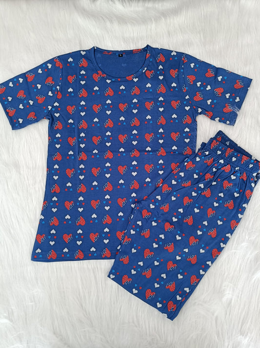 BLUE WITH RED HEART | CO-ORD