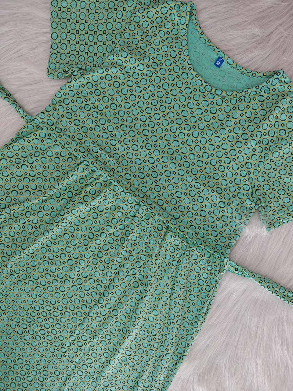 SEA-GREEN HEXA PRINT | NORMAL