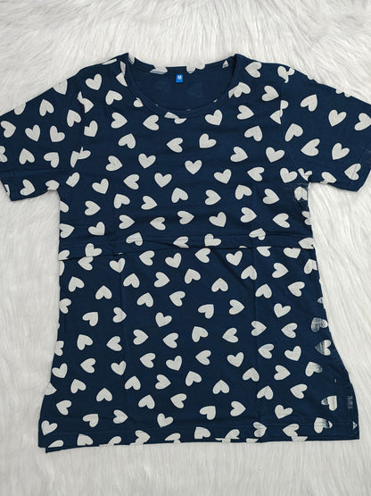 NAVY WHITE HEART | FEEDING TEES