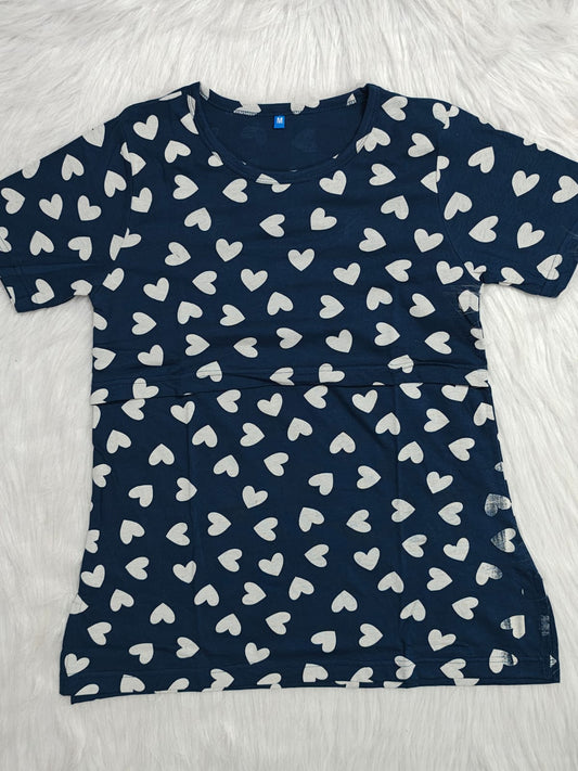 NAVY WHITE HEART | FEEDING TEES