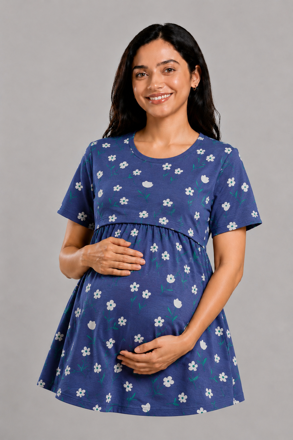 SLATE BLUE DAISY | PEPLUM TOP