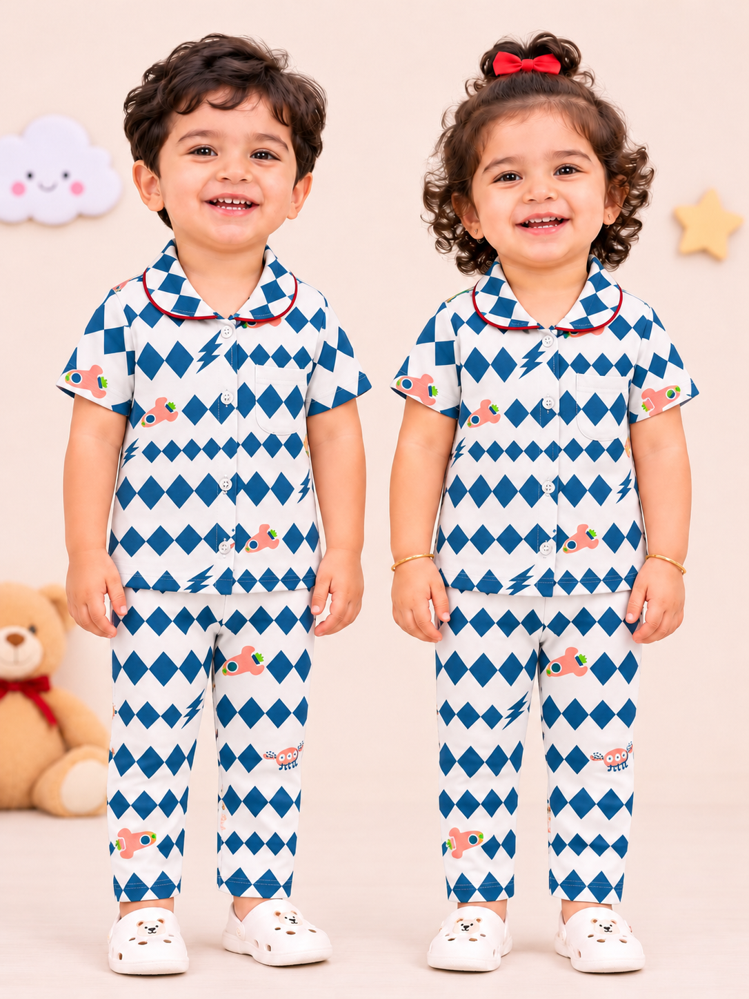 GEOMETRIC PRINT | KID BUTTON CO-ORD