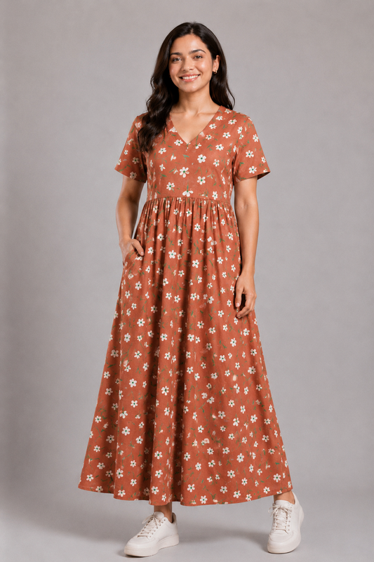 PEACH WHITE FLORAL | CASUAL