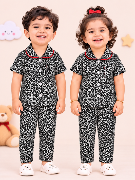 BLACK AND WHITE STAR | KID BUTTON CO-ORD