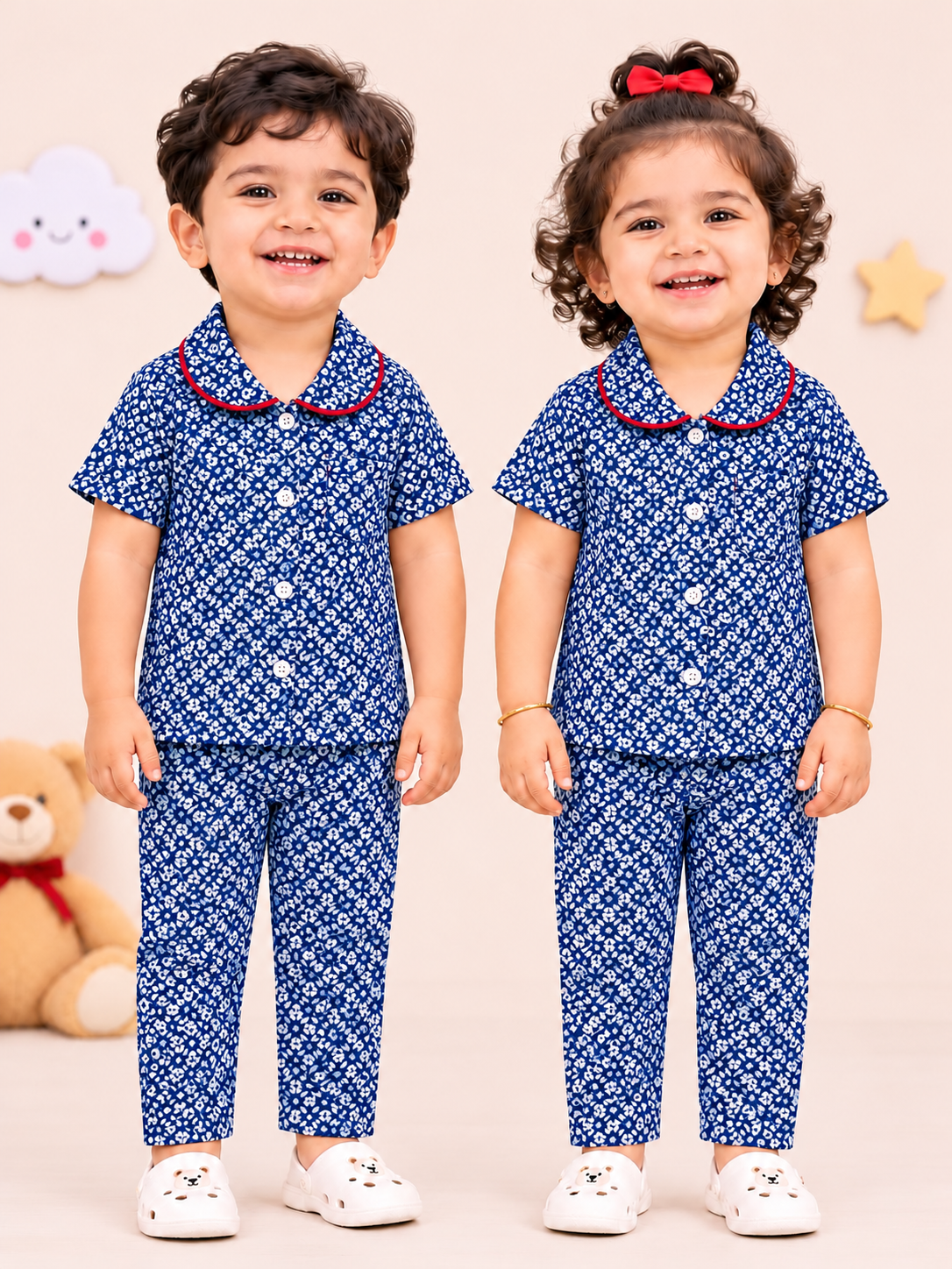 BLUE & WHITE STAR | KID BUTTON CO-ORD