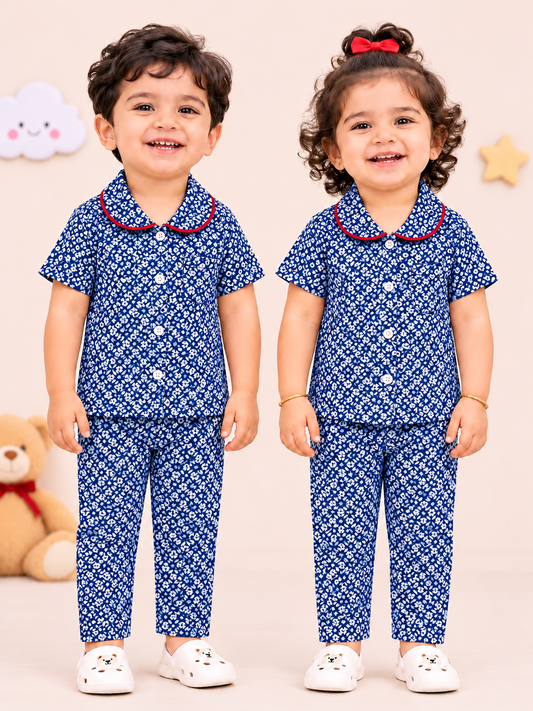 BLUE & WHITE STAR | KID BUTTON CO-ORD
