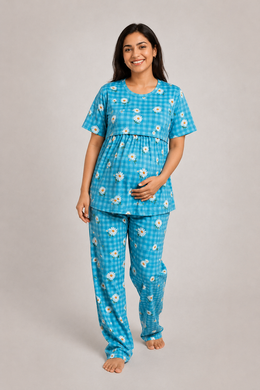 AQUA DAISY CHECKS | PEPLUM