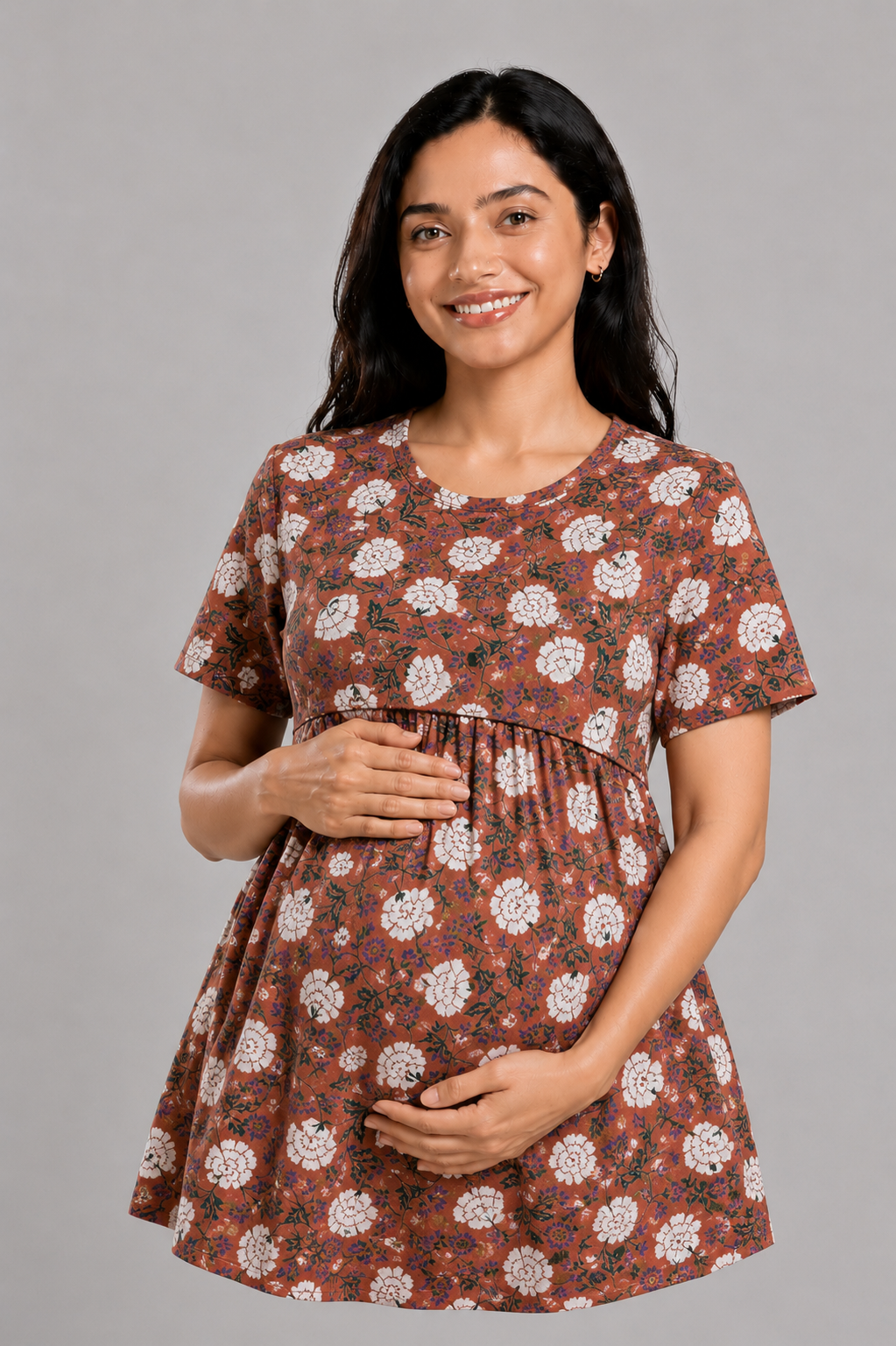 PEACH WHITE ROSE | PEPLUM TOP