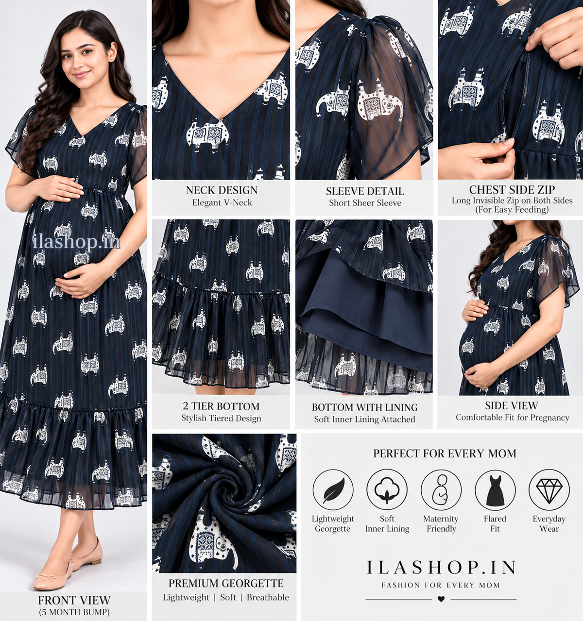 GEORGETTE ELEPHANT | ZIPPER