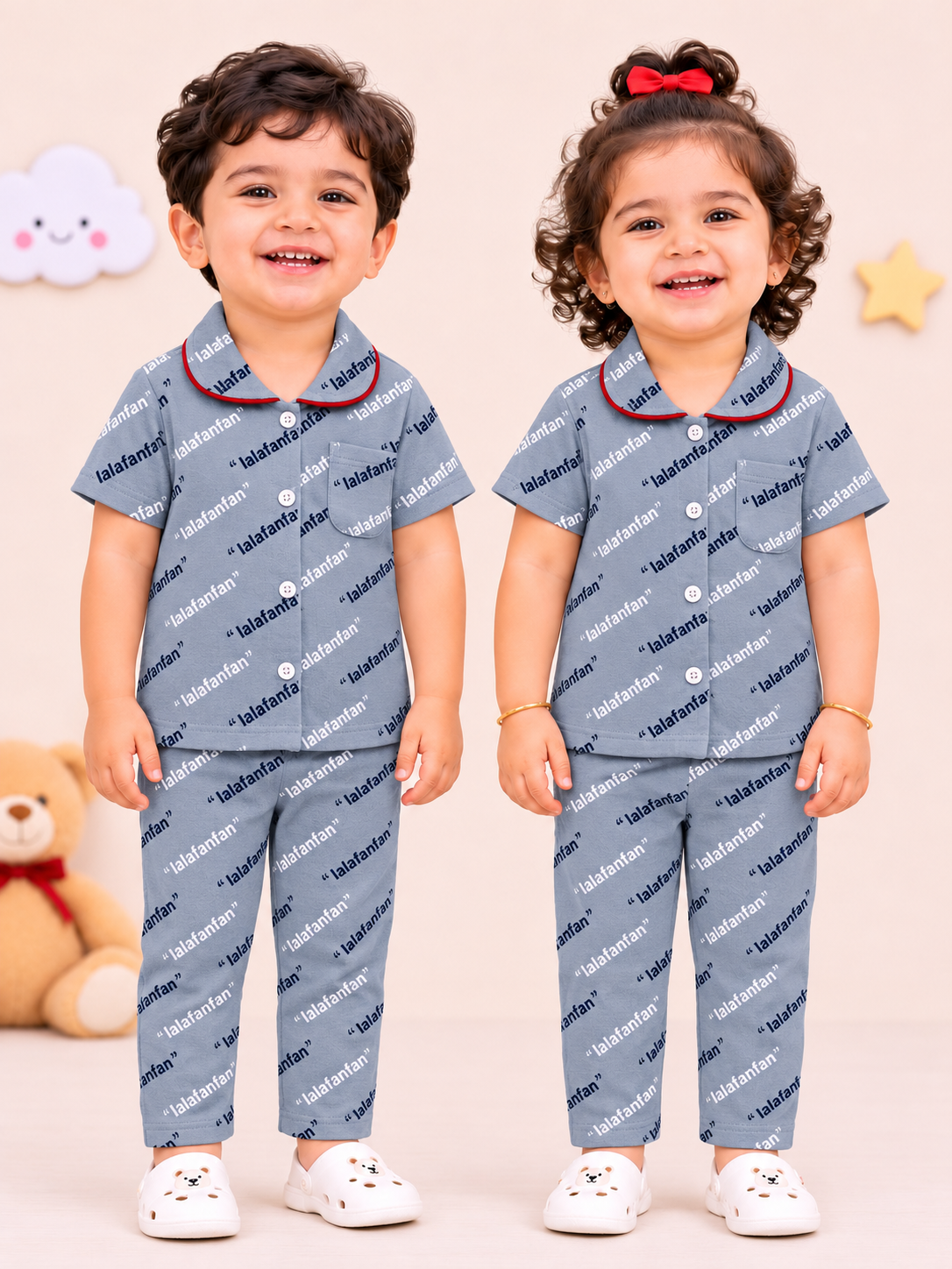 GREY COOL DUDE| KID BUTTON CO-ORD