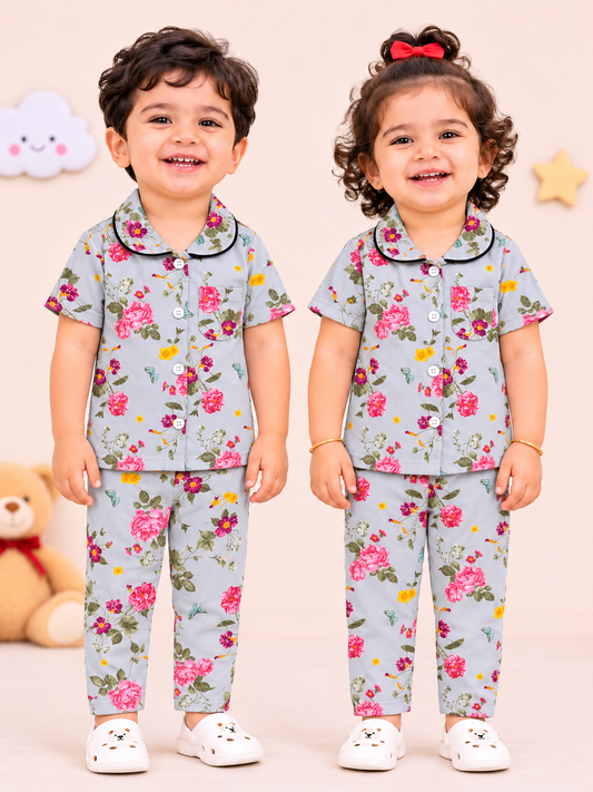 PINK BLOSSOM GARDEN | KID BUTTON CO-ORD