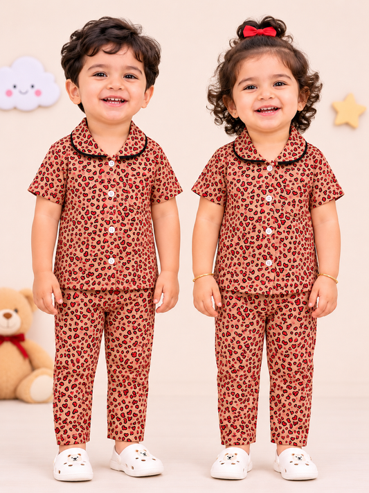 RED MULTI VALENTINE | KID BUTTON CO-ORD