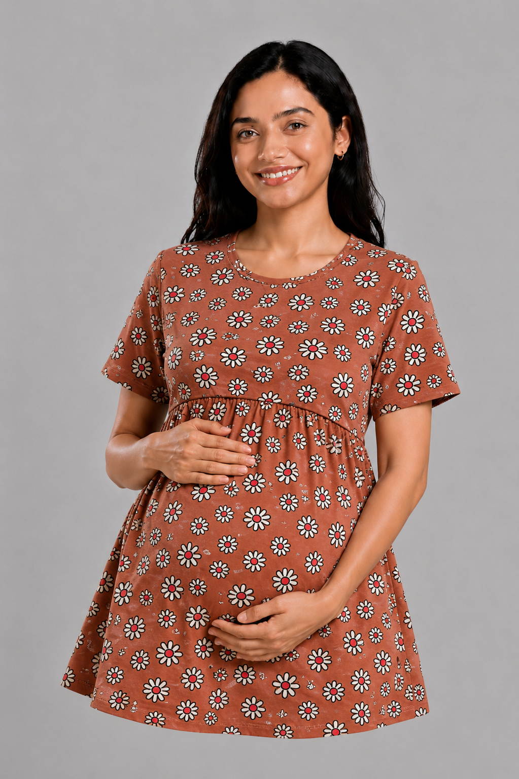 PEACH WHITE DAISY | PEPLUM TOP