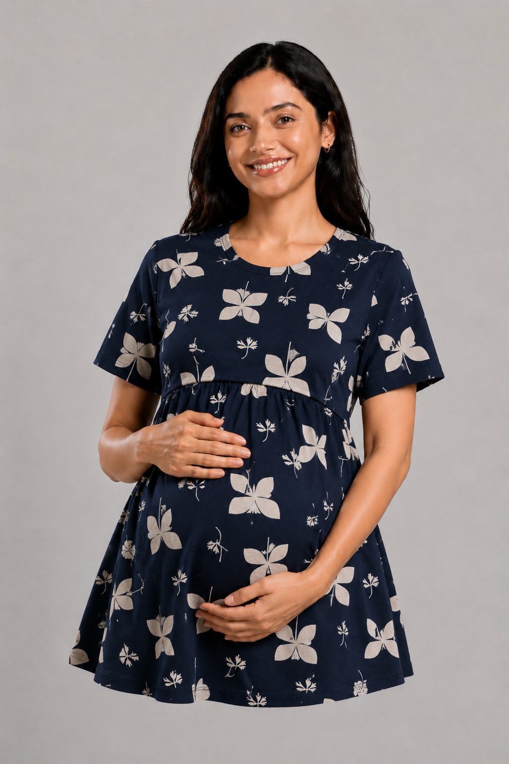 NAVY BUTTER |  PEPLUM TOP