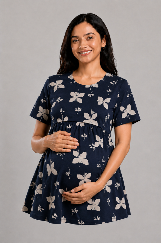 NAVY BUTTER |  PEPLUM TOP