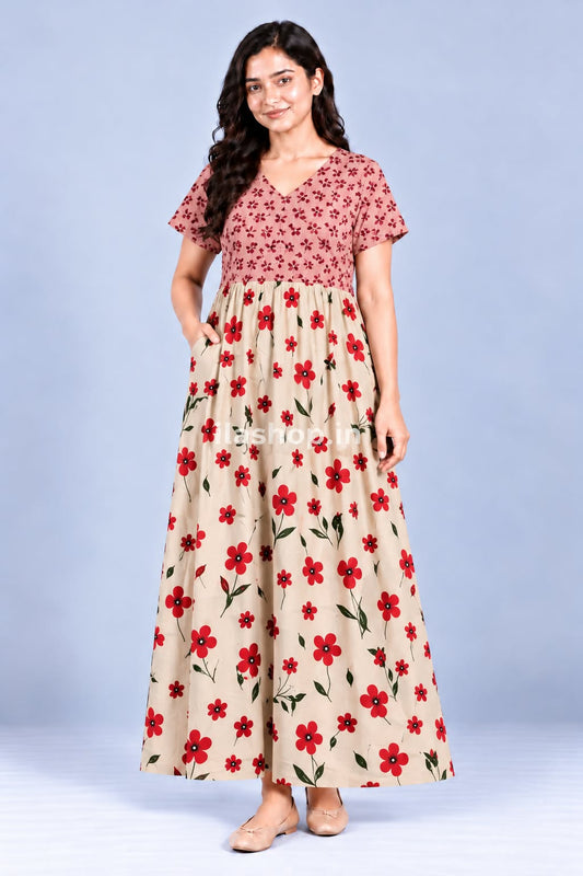 PEACH CREAMY FLORAL | CASUAL